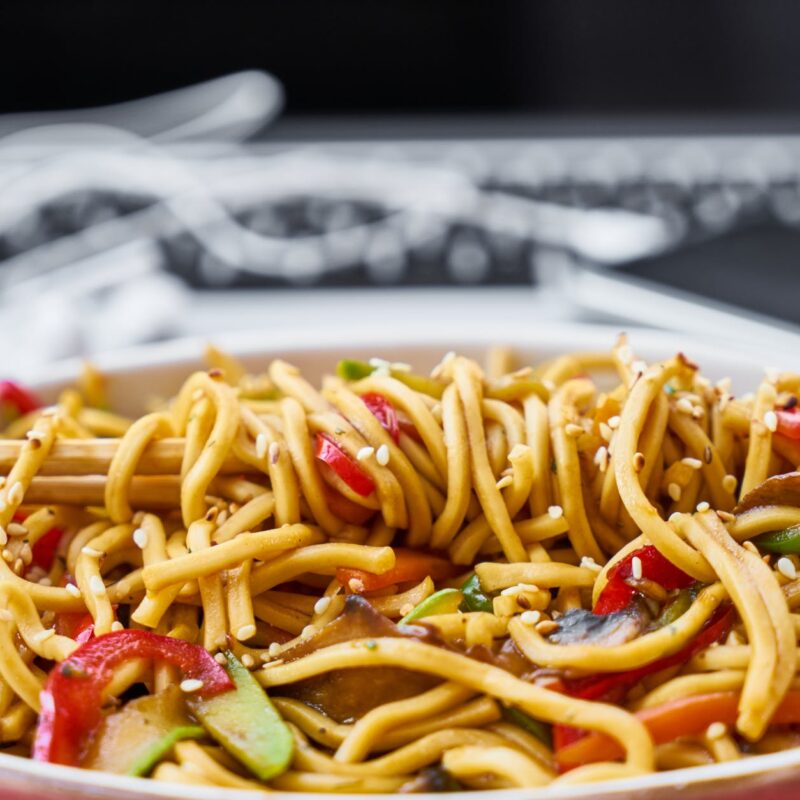 stir fry noodles in bowl