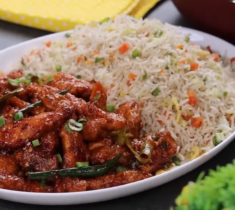 Chicken Chili Dry with Fried Rice