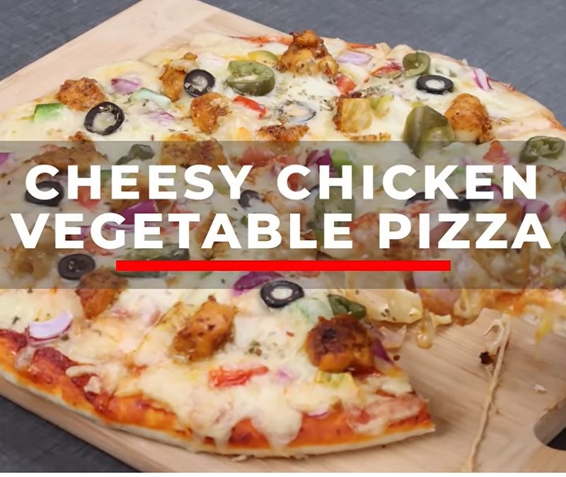 Cheesy Chicken Vegetable Pizza